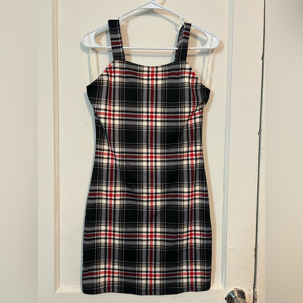 White,black, and red checkered dress (size S)